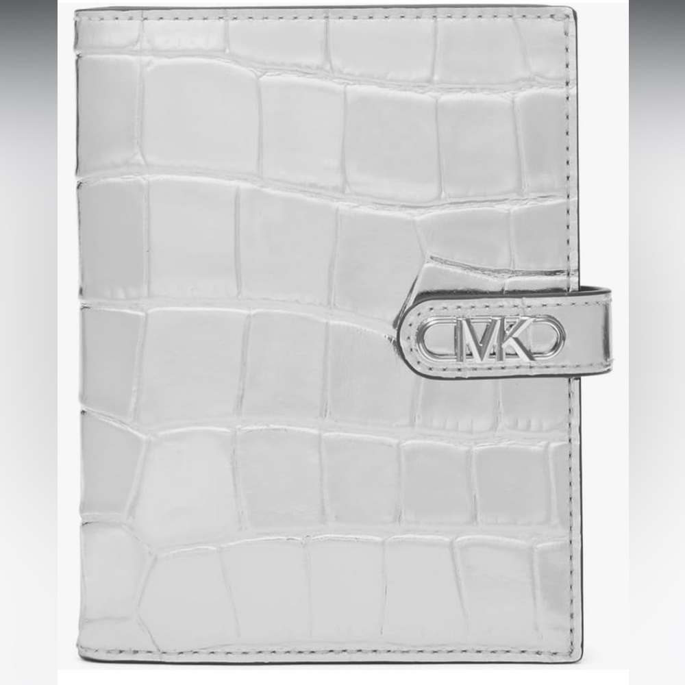 Michael Kors Empire Metallic Crocodile Embossed Leather Passport Wallet
Silver - Picture 3 of 16
